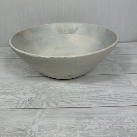 Handcrafted Wooden Decorative Bowl 12 Inches Bue White Grey‎ Boho - Picture 16 of 16
